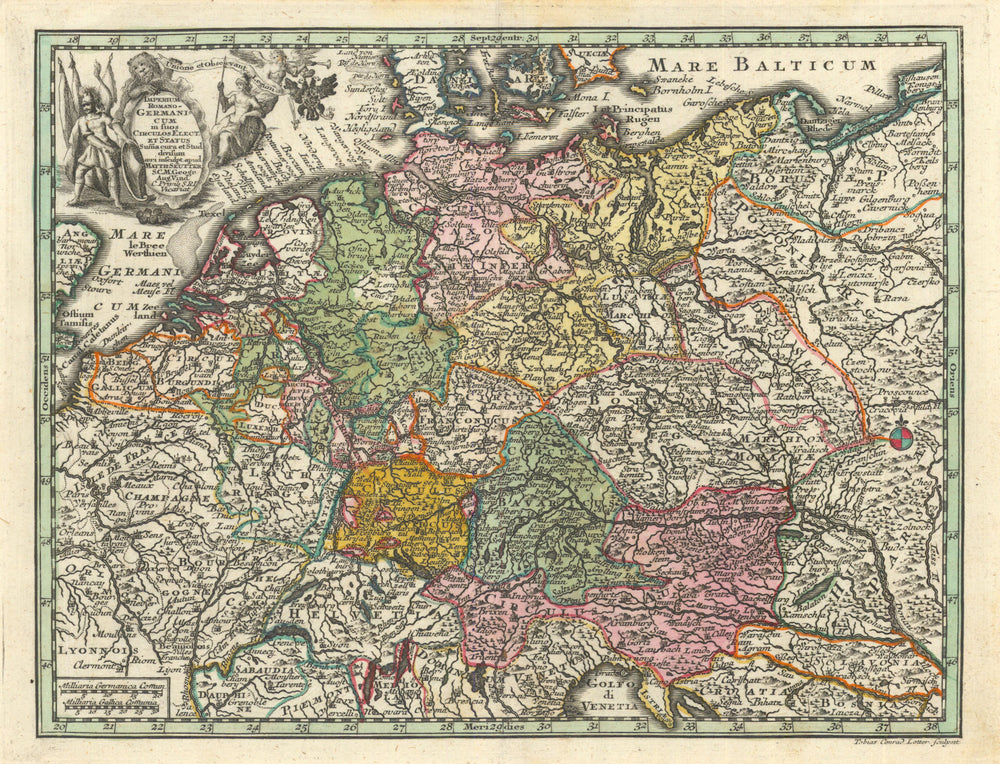 Imperium Romano-Germanicum. Holy Roman Empire/Germany/Austria. Seutter c1744 map