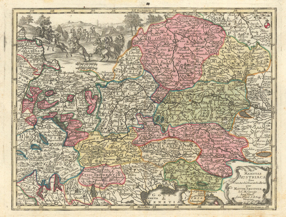 Maiestas Austriaca… Austria & Czechia by Matthäus Seutter c1744 old map