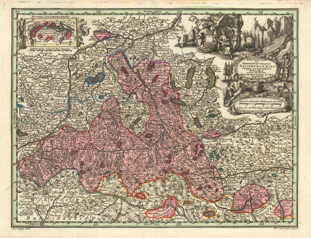S.R.I. Principat et Archiepiscopatus Salisburgensis… Salzburg. Seutter c1744 map