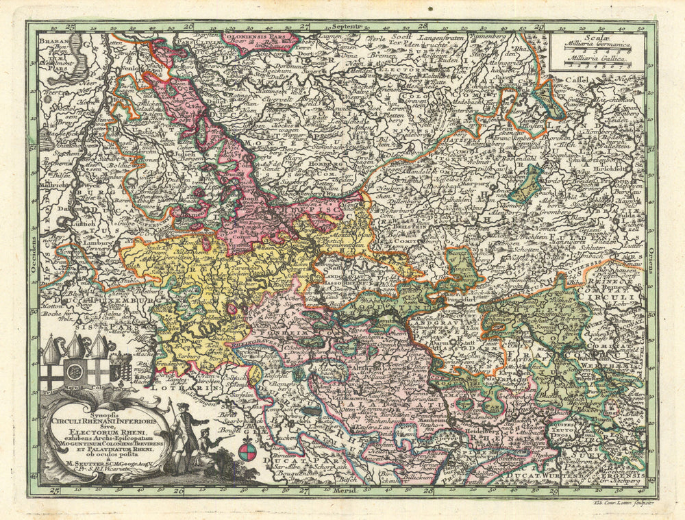 Synopsis Circuli Rhenani Inferioris… Lower Rhenish Circle. Seutter c1744 map