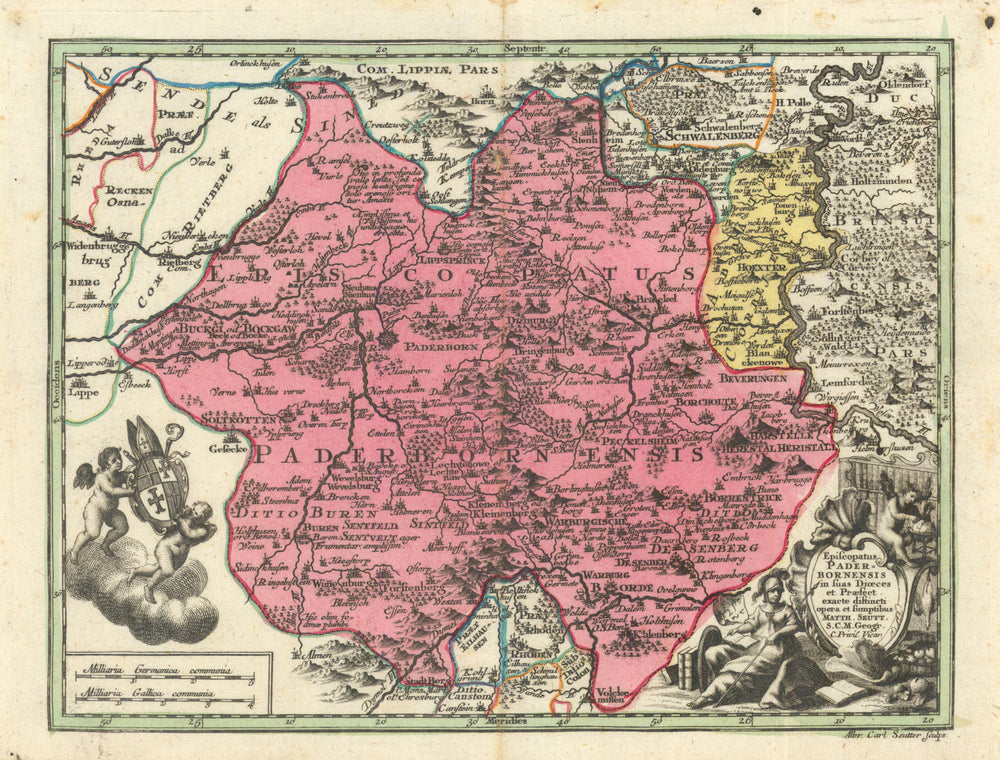 Episcopatus Paderbornensis… Paderborn. North Rhine-Westphalia. Seutter c1744 map