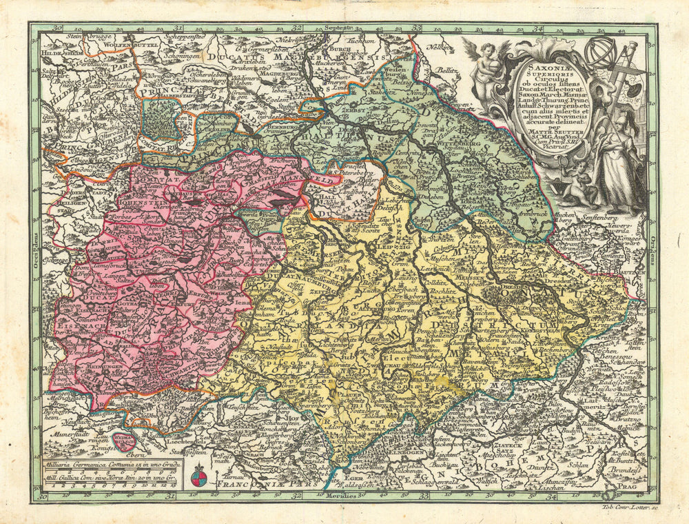 Saxoniae Superioris Circulus… Circle of Upper Saxony. Germany. Seutter c1744 map