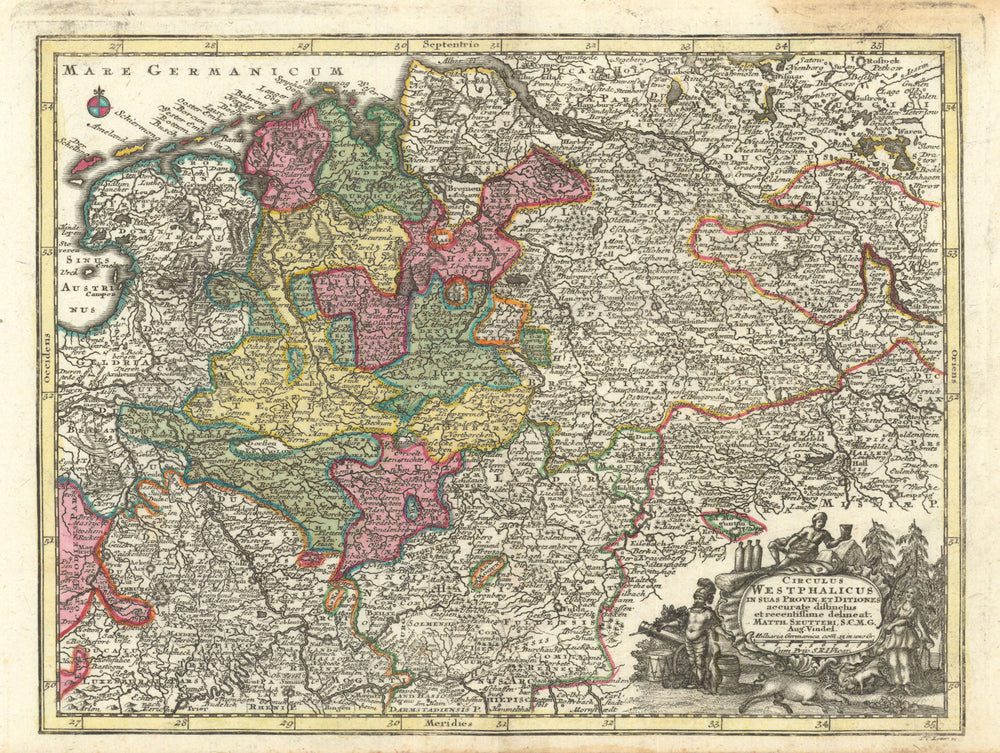 Circulus Westphalicus… Circle of Westphalia. Lower Saxony. Seutter c1744 map