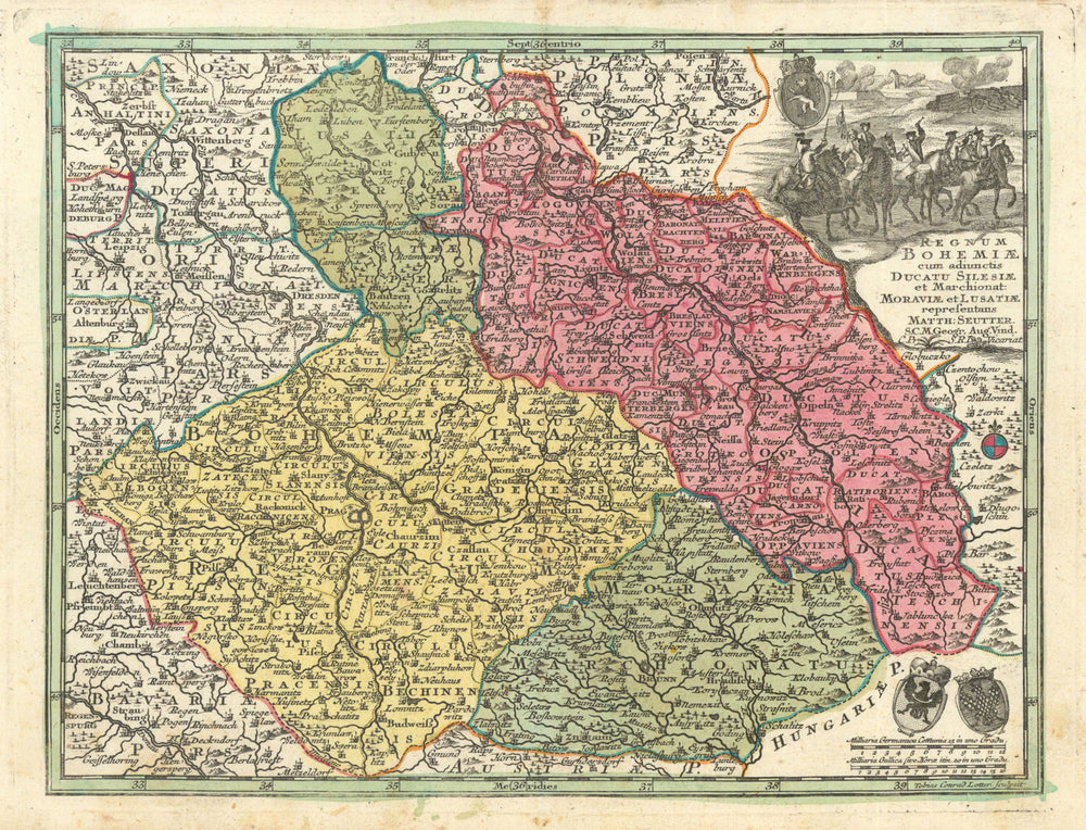 Regnum Bohemiae cum adiunctis Ducatu Silesiae… Poland Czechia. Seutter c1744 map
