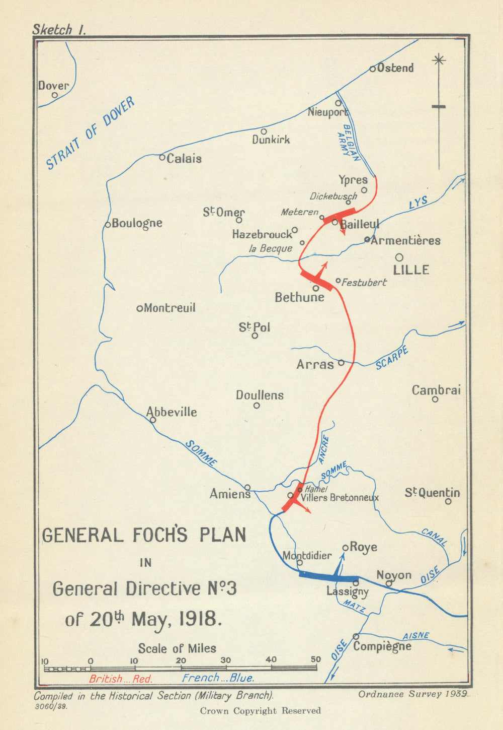 2nd Battle of the Marne. General Foch’s Plans/Directive #3. 20 May 1918 1939 map