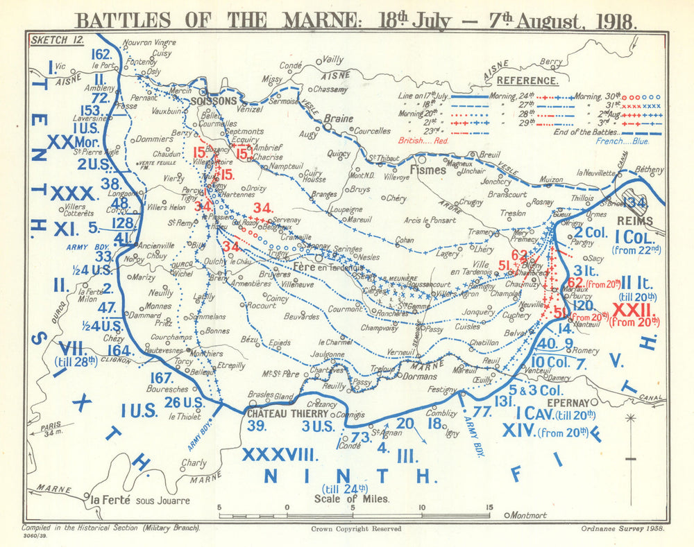 Second Battle of the Marne, 18 July–7 August 1918. First World War 1939 map