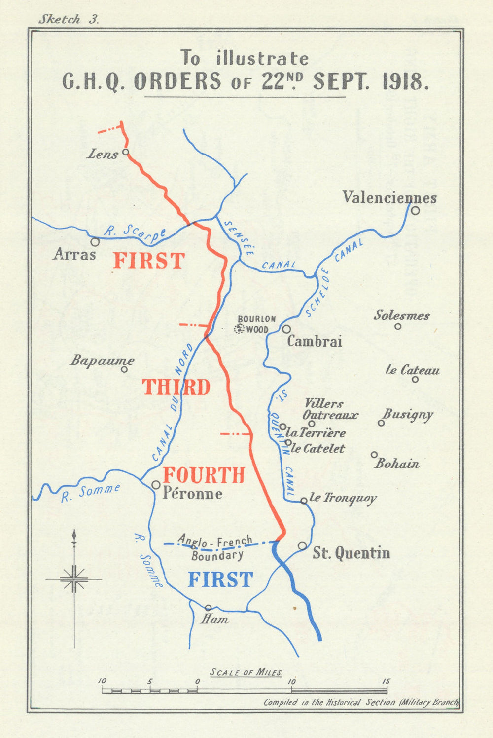 Breaking the Hindenburg Line. G.H.Q. Orders of 22 September 1918. WW1 1947 map