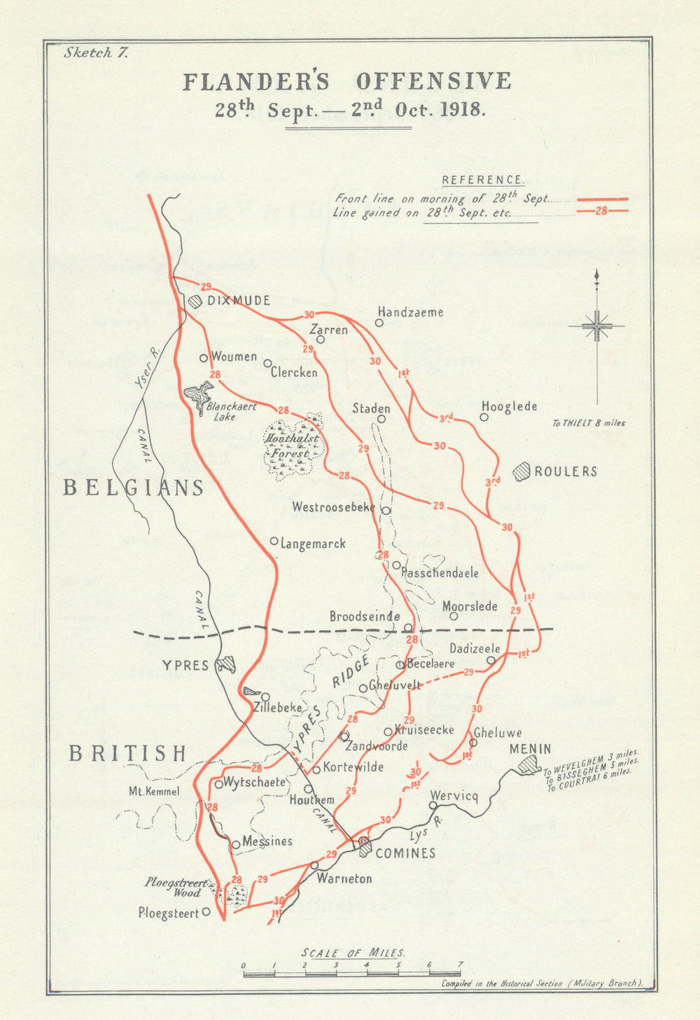Allied Flanders Offensive. 28 September–2 October 1918. First World War 1947 map