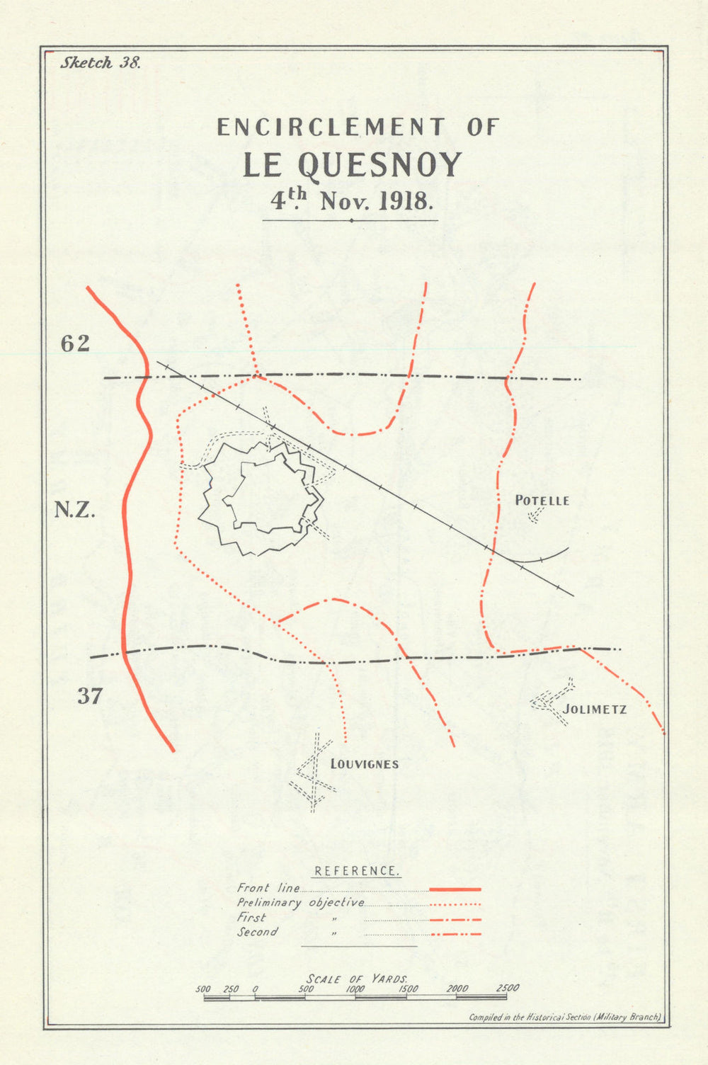 Battle of the Sambre. Encirclement of Le Quesnoy, 4 November 1918. WW1 1947 map