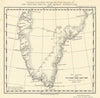 Southern Greenland showing the seven journeys of BAARE 1930-1931. RGS 1932 map