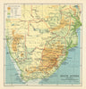 Southern Africa – Physical. SAMLER BROWN 1914 old antique map plan chart