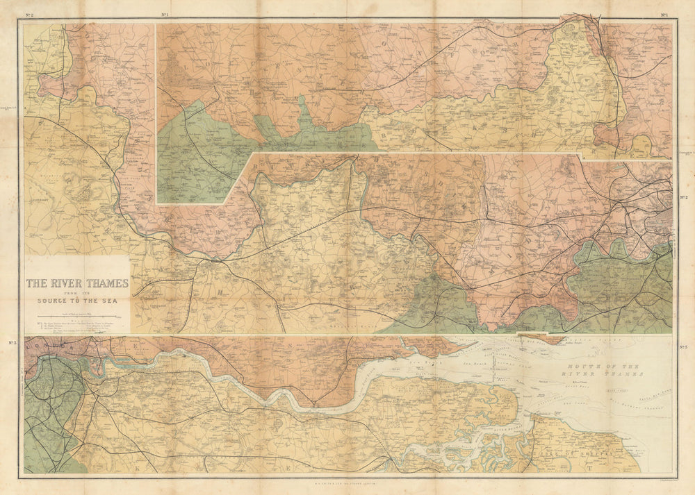 The River Thames from its Source to the Sea. Thames Valley. W.H. Smith c1877 map