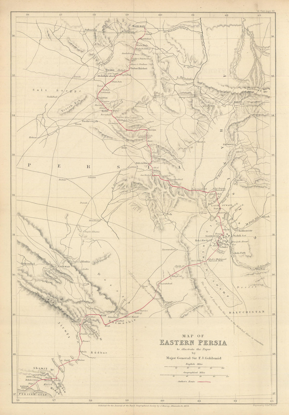 Map of Eastern Persia by Major General Sir Frederic John Goldsmid. RGS 1873
