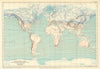 World January Mean Temperature Isotherms by Alexander Buchan. RGS 1891 old map