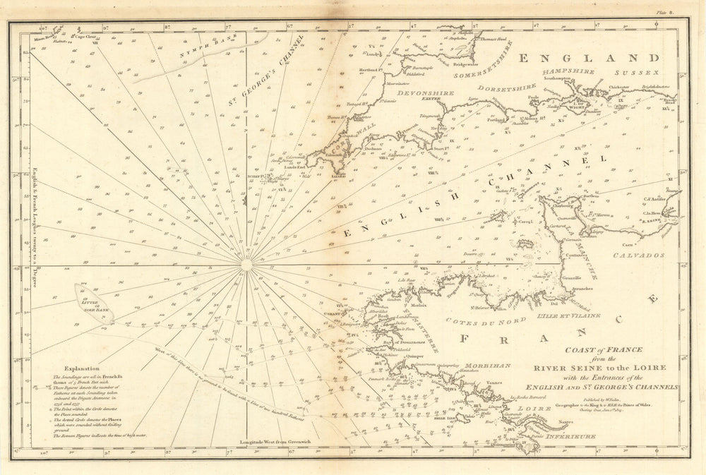 Coast of France—Entrances of the English & St. George’s Channels. Faden 1805 map