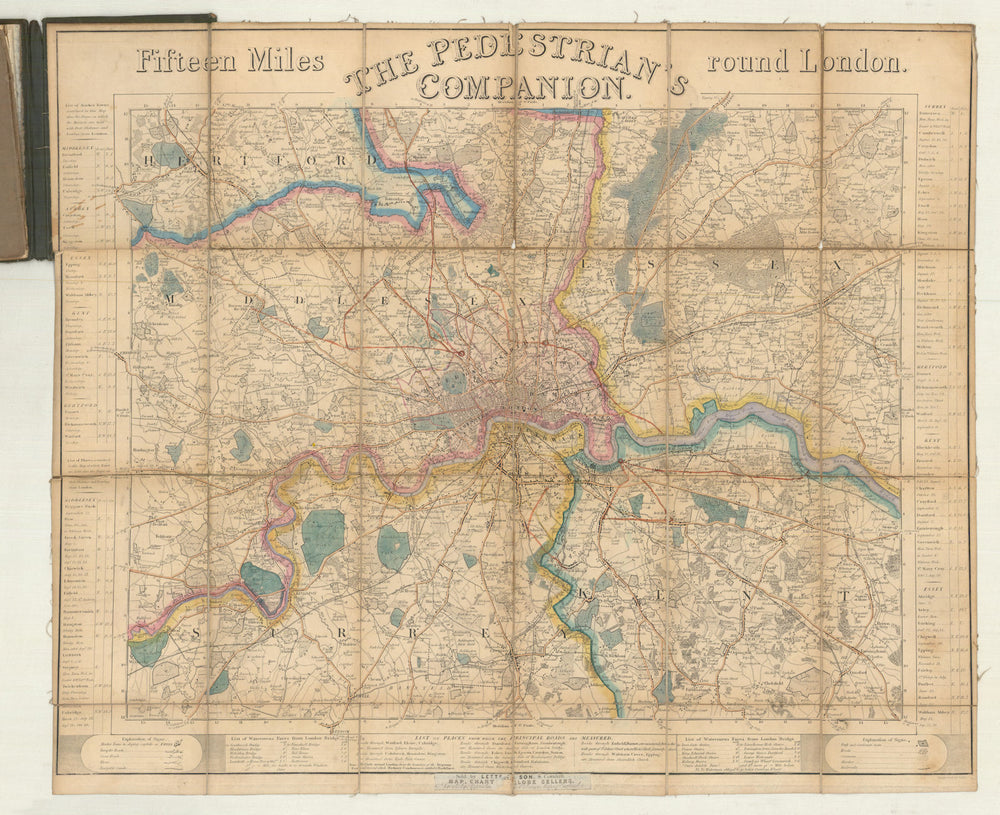 The Pedestrian’s Companion—Fifteen Miles Round London. Russell/Letts 1843 map