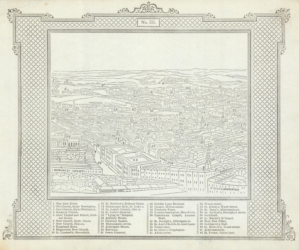St. Paul's Cathedral north east view: City—Shoreditch—Hoxton—Bethnal Green c1829