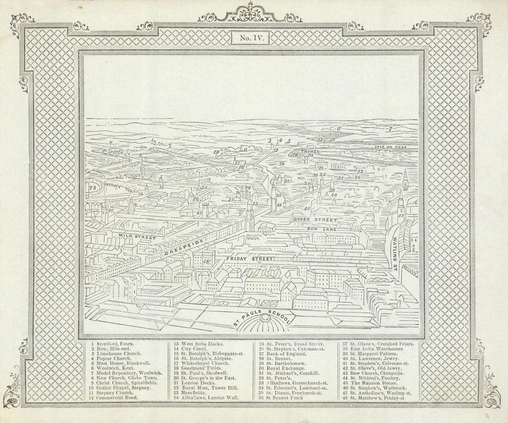 Heapside Map St. Paul's Cathedral east view: Cheapside—Bank—Isle of Dogs ...