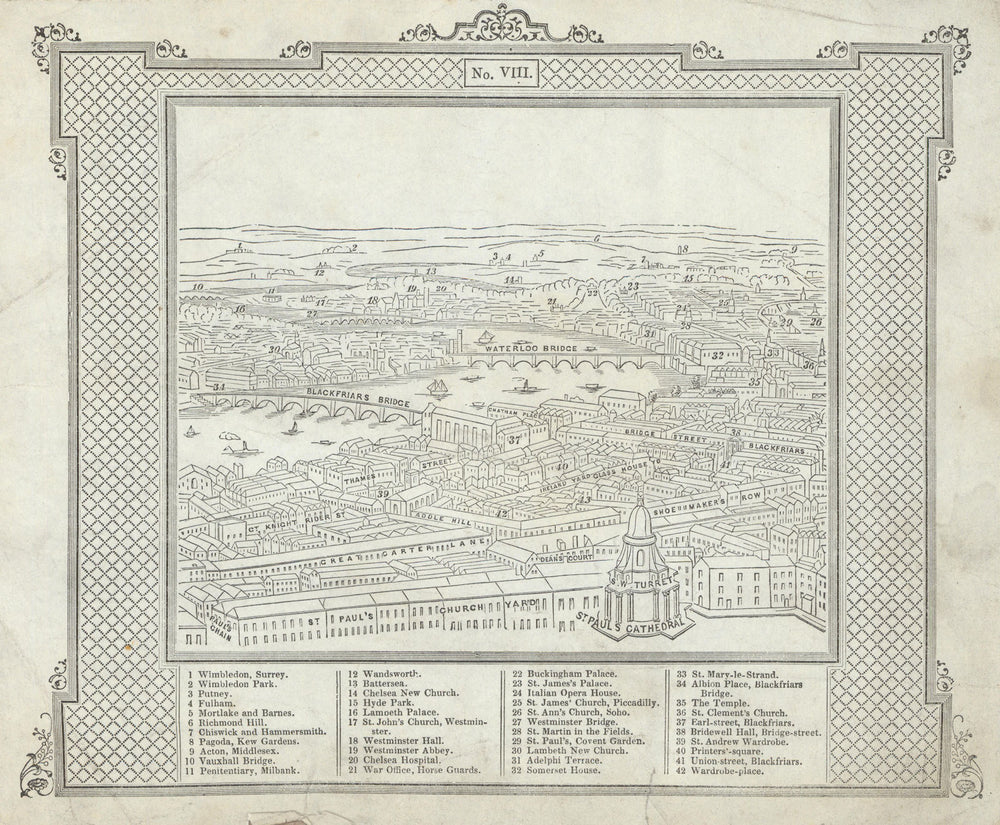 St. Paul's Cathedral south west view Westminster—Lambeth—Waterloo—Richmond c1829
