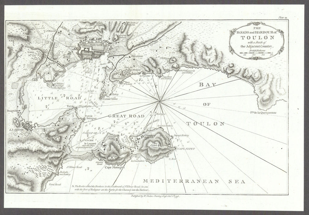 The Roads and Harbour of Toulon. Saint-Mandrier-sur-Mer—La Seyne. Faden 1793 map