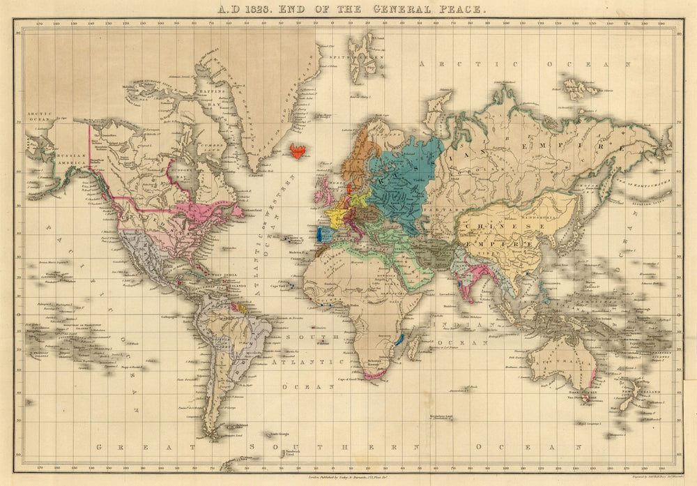 The World in 1828—"End of the General Peace" (Russo-Turkish War)—Quin 1836 map
