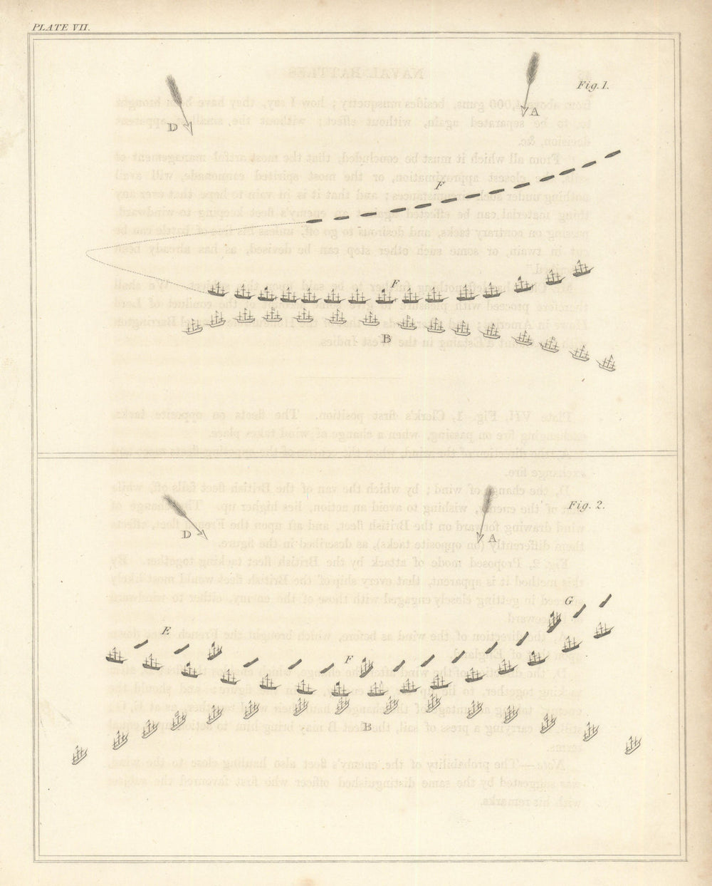 First Battle of Ushant, 1778, Finistère — Admiral Keppel & D’Orvilliers 1824 map