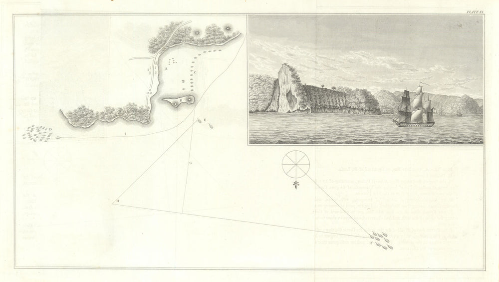 Encounter at St. Lucia 23 March 1780 — Admiral Hyde Parker & De Guichen 1824 map