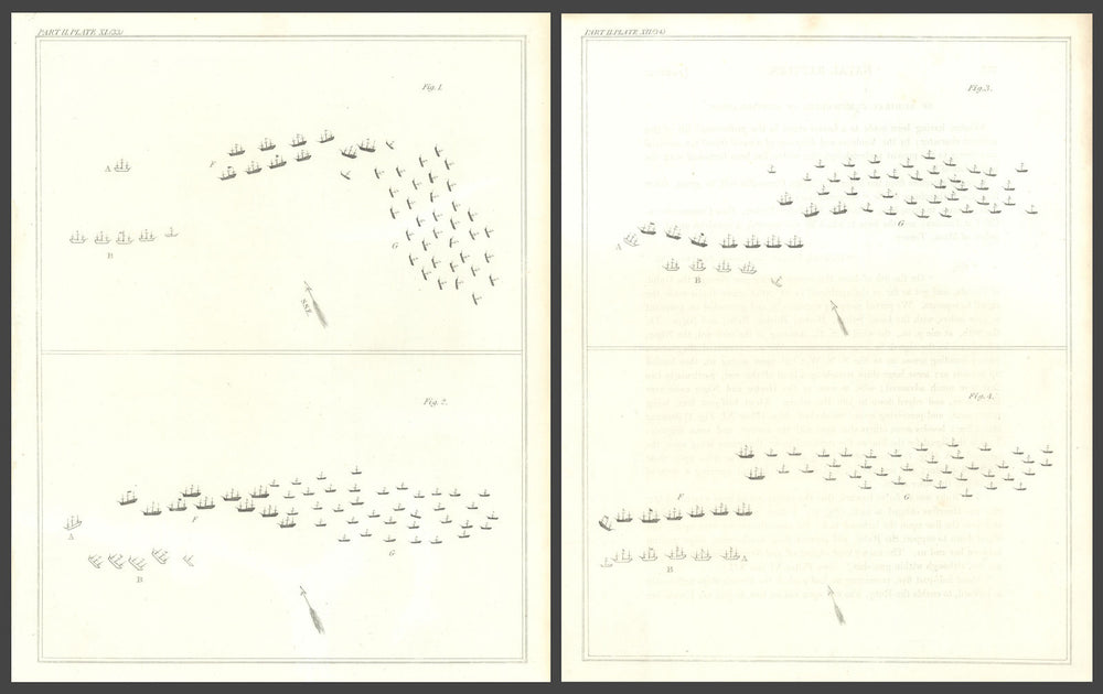 Plan of the Cornwallis v de Ternay, 20 June 1780, Bermuda — 2 sheets 1824 map