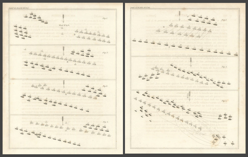 Battle of Cape St. Vincent, 1797, Portugal — Sir J. Jervis — 2 sheets 1824 map