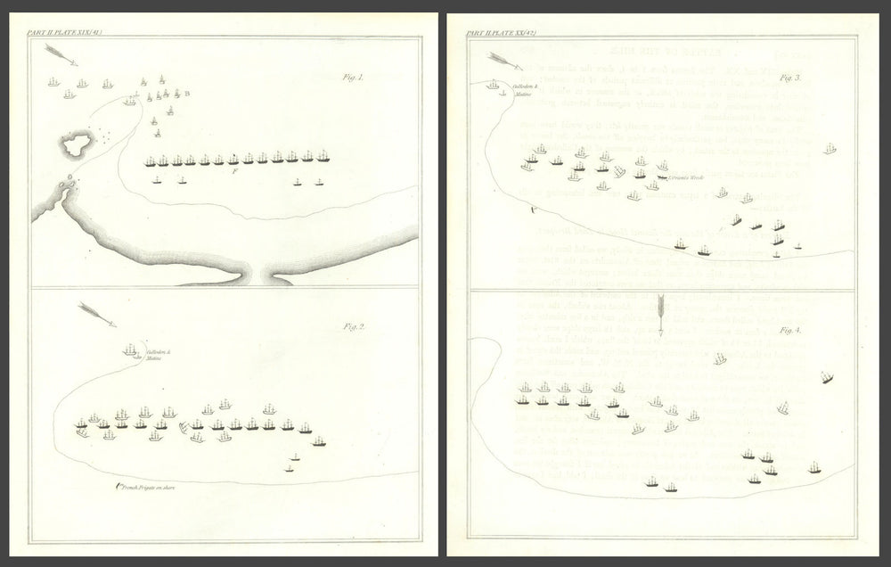Plan of the Battle of the Nile / Aboukir Bay, 1798, Egypt — 2 sheets 1824 map