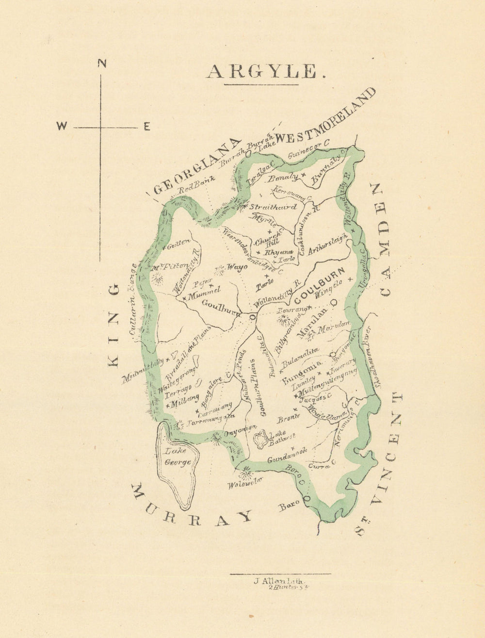 Argyle county/cadastral map by William Wells/John Allan—New South Wales 1848