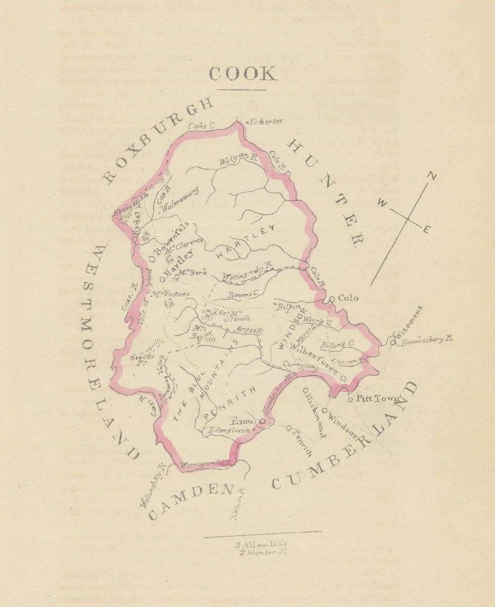 Cook county/cadastral map by William Henry Wells/John Allan—New South Wales 1848