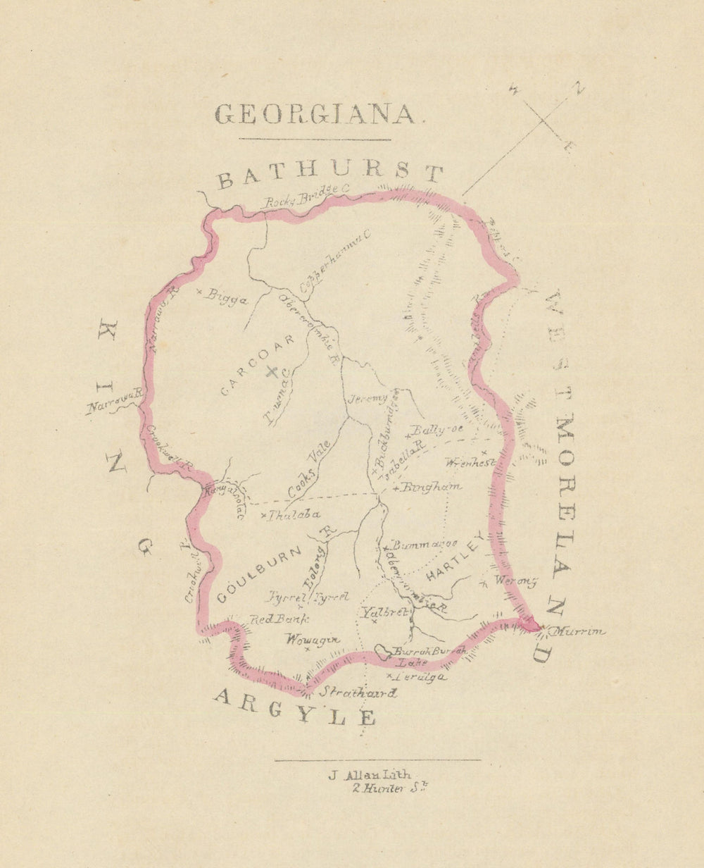 Georgiana county/cadastral map by William Wells/John Allan—New South Wales 1848