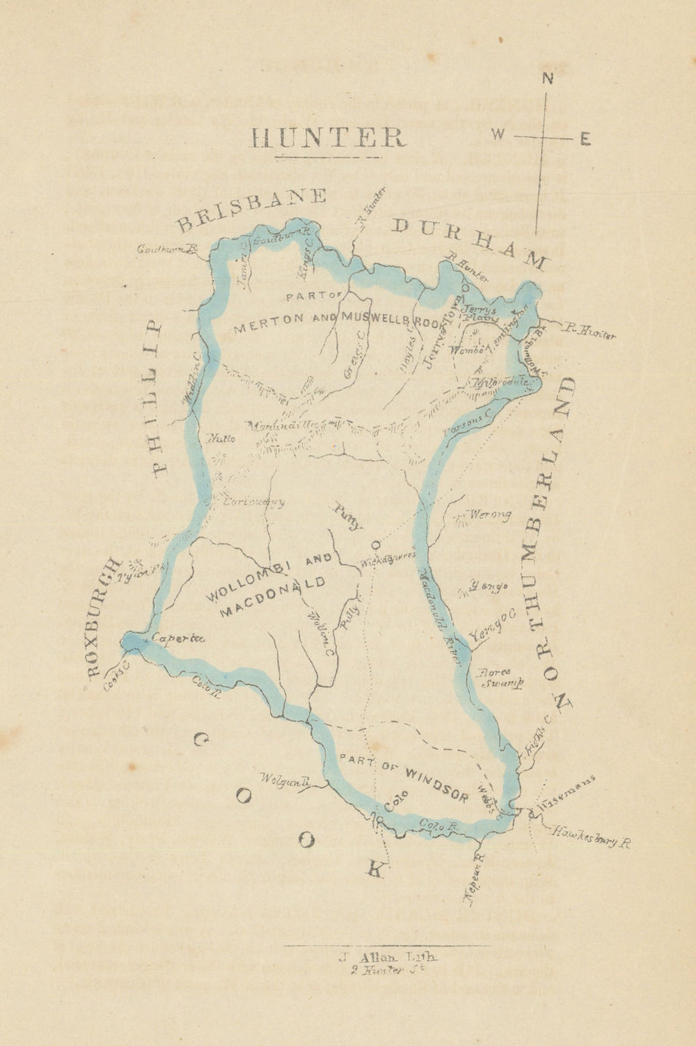 Hunter county/cadastral map—Maitland & Hunter Valley—William Wells/J. Allan 1848