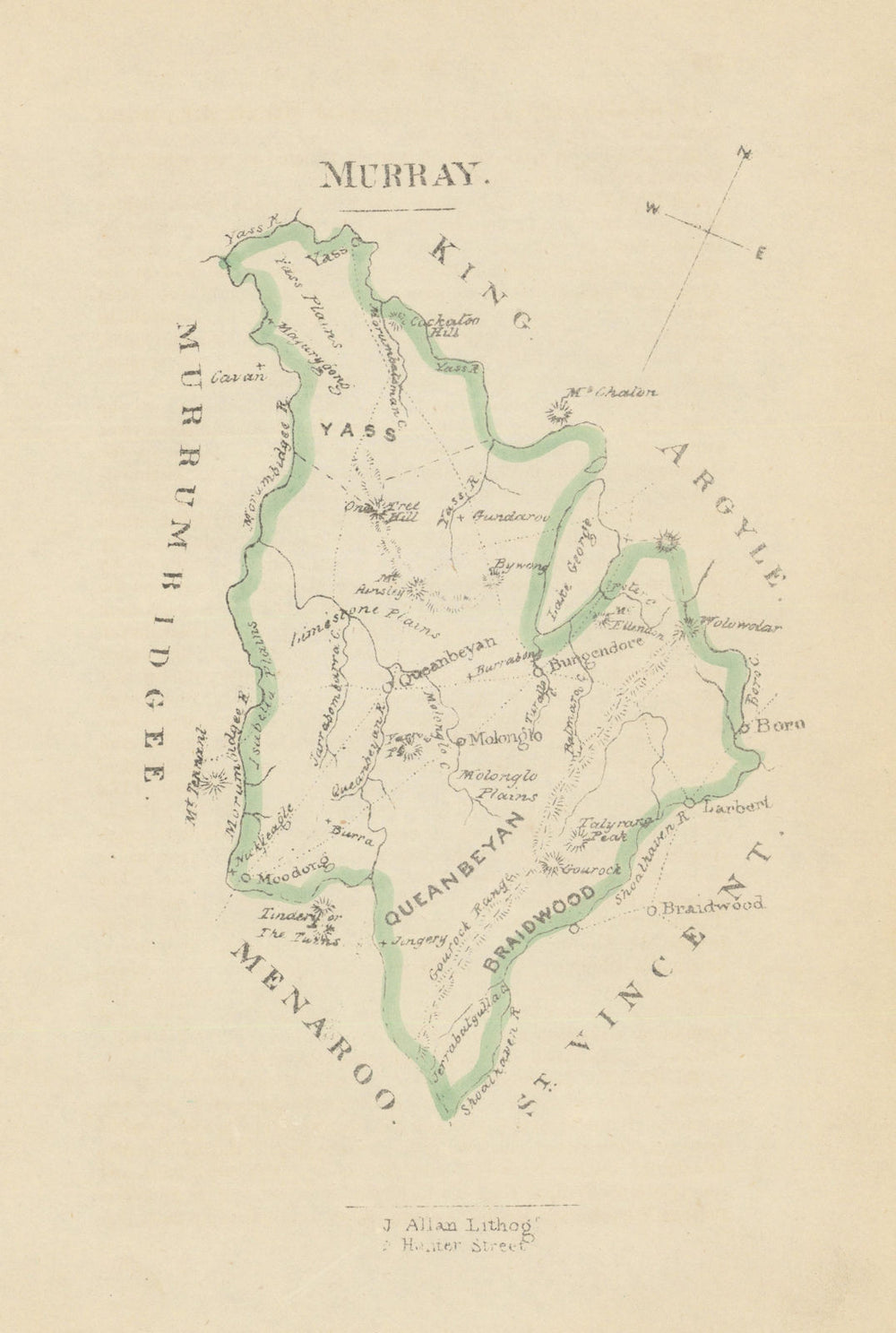Murray county/cadastral map by William Wells/John Allan—New South Wales 1848