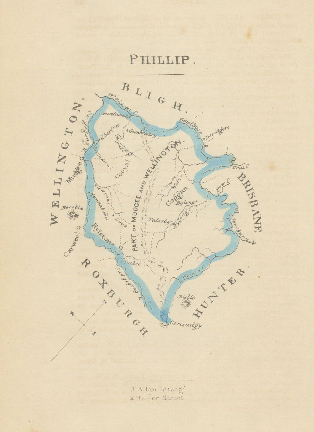 Phillip county/cadastral map by William Wells/John Allan—New South Wales 1848