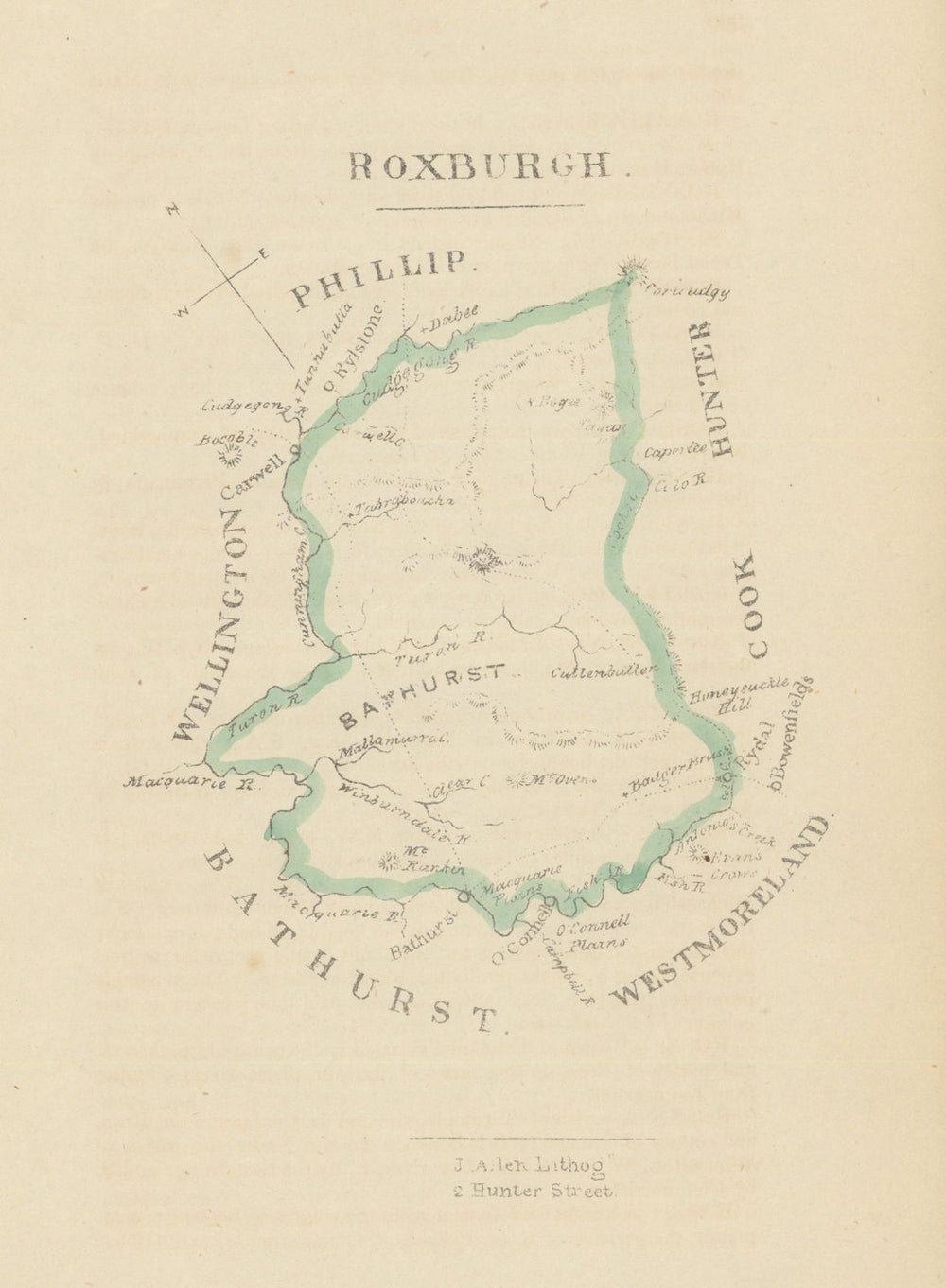 Roxburgh county/cadastral map by William Wells/John Allan—New South Wales 1848