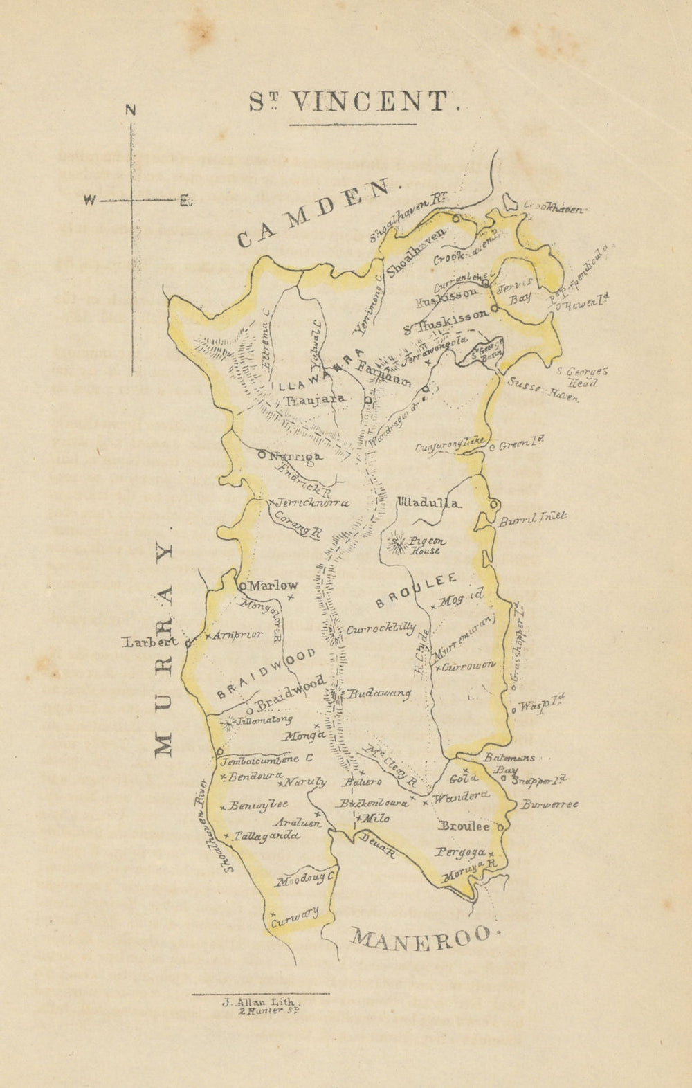 St Vincent county/cadastral map by William Wells/John Allan—New South Wales 1848