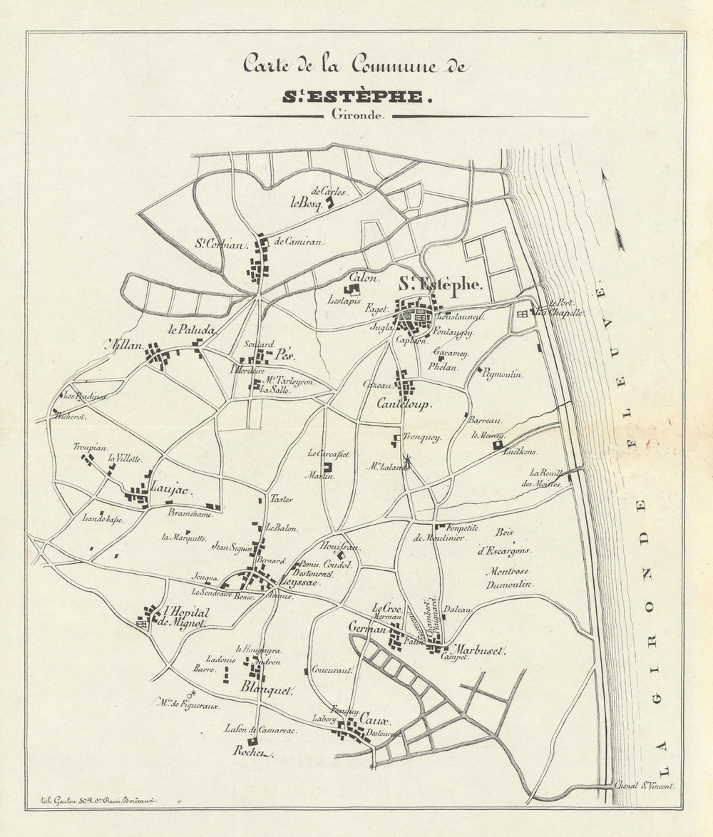 St-Estèphe—Haut-Médoc—Bordeaux vignobles/wine chateaux map—Cos d'Estournel 1838