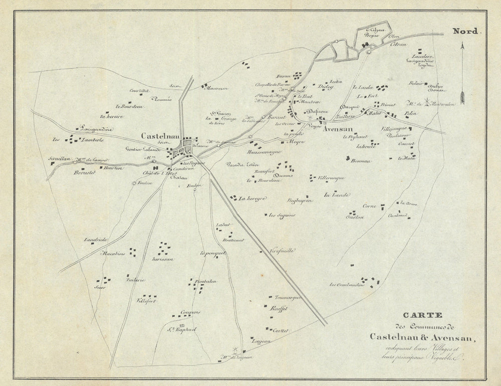 Castelnau & Avensan—Haut-Médoc—Bordeaux vignobles/wine chateaux map—Citran 1839