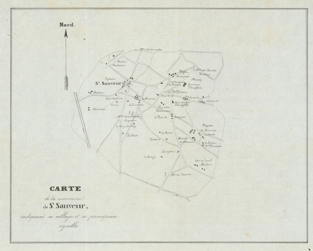 Saint-Sauveur—Haut-Médoc—Pauillac—Bordeaux vignobles & wine chateaux map 1839