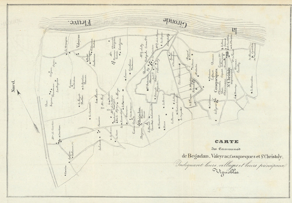 Bégadan—Valeyrac—Couquèques—St-Christoly—Médoc—Bordeaux wine chateaux map 1839