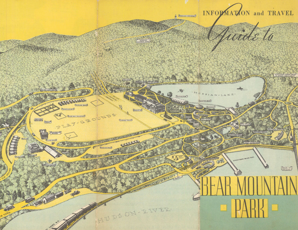 Bear Mountain Park panoramic pictorial tourist map—Hudson—New York State c1929