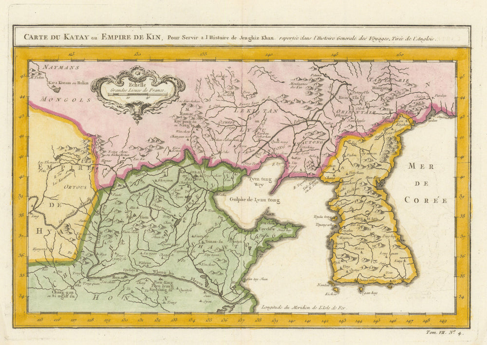 'Carte du Katay ou Empire de Kin'. Cathay. Northern China Korea. BELLIN 1749 map