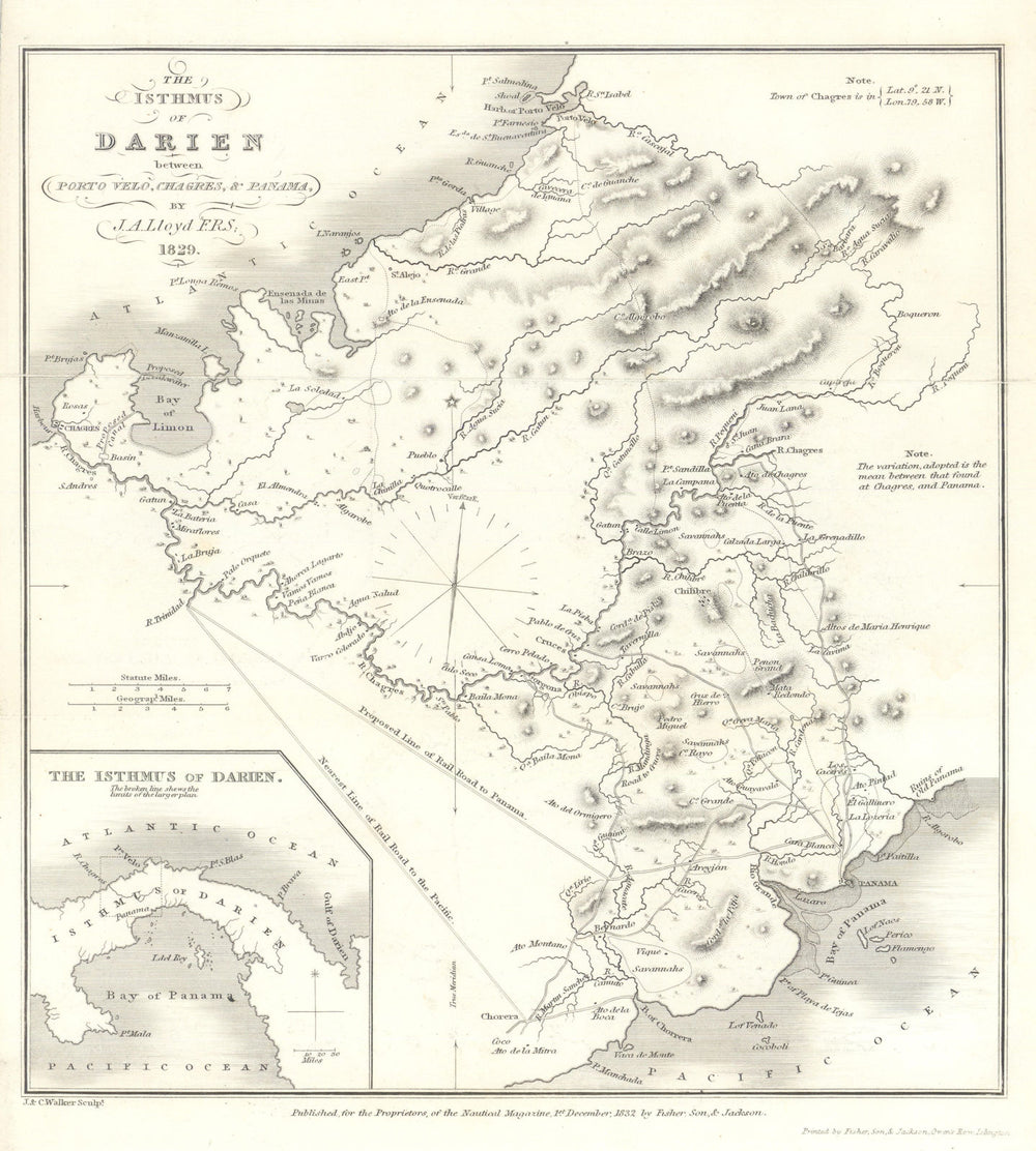 Isthmus of Darien between Porto Velo, Chagres & Panama—John Aug. Lloyd 1832 map