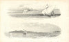 Two views of Cape Greco, Cyprus — Nautical Magazine 1833 old antique print