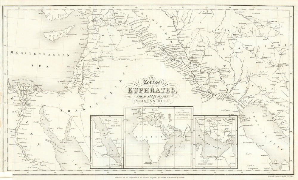 The Course of the Euphrates from Bir to the Persian Gulf — Iraq —Walker 1835 map
