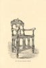 Sir Francis Drake’s Chair. Now in the Bodleian Library, Oxford 1835 old print
