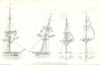 Cases of Damage to ships by lightning — Nautical Magazine 1839 old print