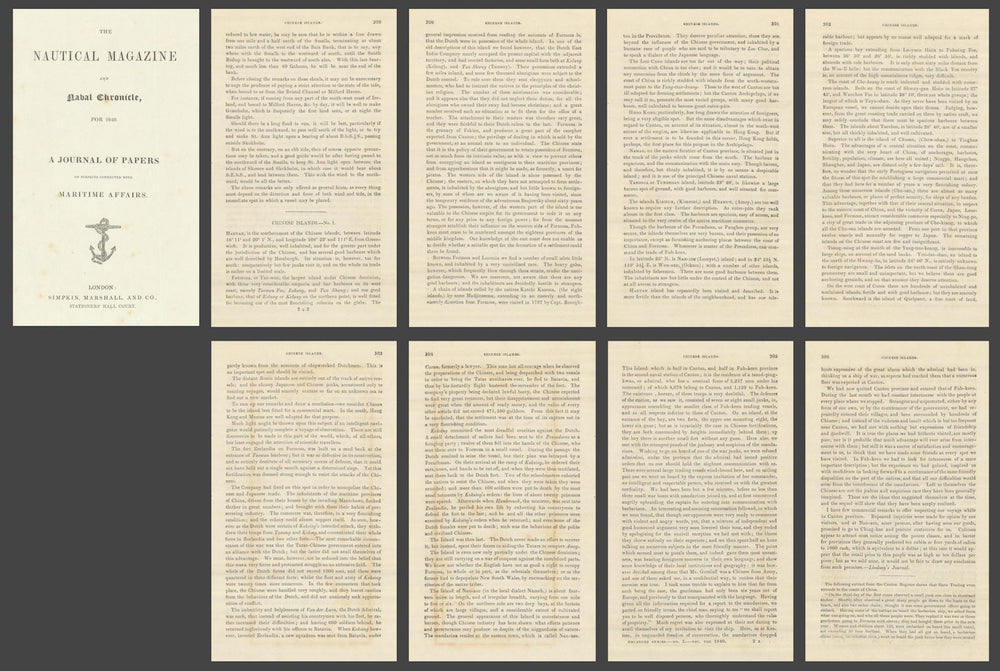 Chinese Islands—Hugh Lindsay— Hong Kong "a very eligible spot" for a colony 1840